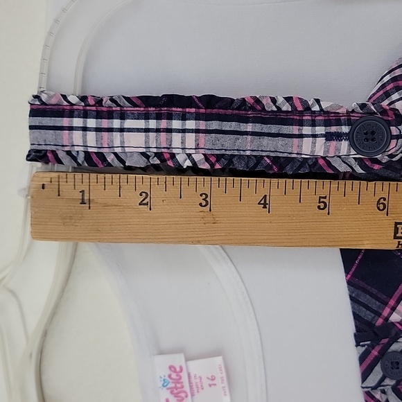 Justice Blue, Pink & White Plaid Jumper Dress 16 - Picture 11 of 14